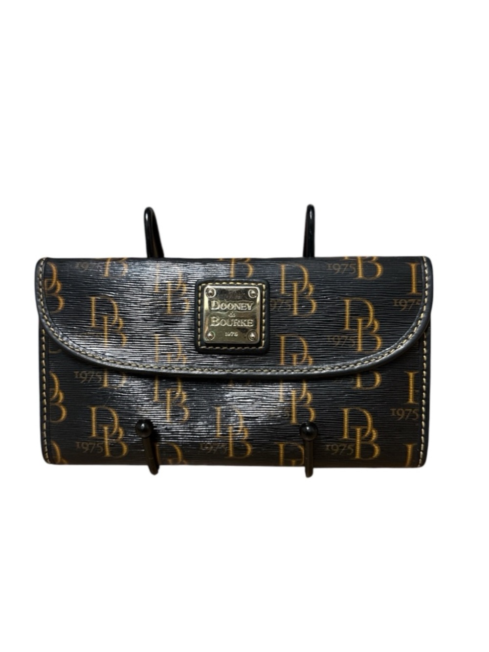 Dooney & Bourke Black and Tan Signature Continental Wallet